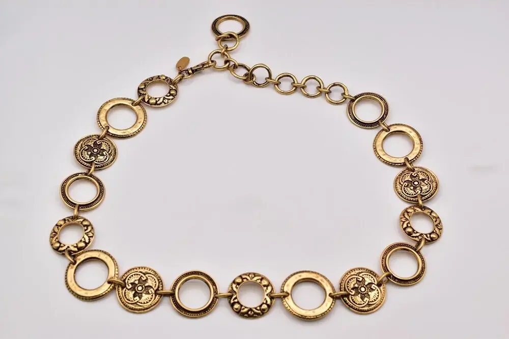 The Limited Vintage Brushed Antiqued Gold Medallion Chain Belt 30